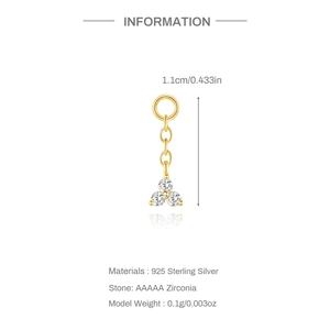 Detailansicht des S925 Silber-Ohrringanhängers mit AAAAA-Zirkonia und Goldbeschichtung