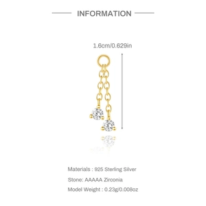 Detail von 925 Sterling Silber Ohrring Charm mit AAAAA Zirkonia und Vergoldung