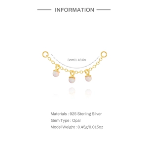 Detailed specs of S925 silver opal earring charms with 3cm length and 0.45g weight