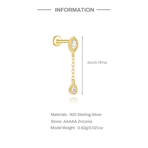 Detailed view of S925 sterling silver bow earring with AAAAA zirconia and 2cm length