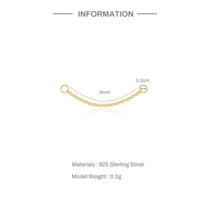 Macro detail of 18k gold plated 925 sterling silver chain link earring accessory