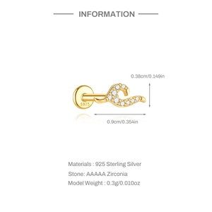 Macro view of wave-shaped S925 sterling silver stud earring with AAAAA zirconia inlay