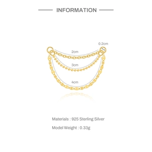 Detailed view of 925 sterling silver triple layered chains accessory with gold finish