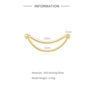 Detailed view of S925 sterling silver double box chain accessory with size markings