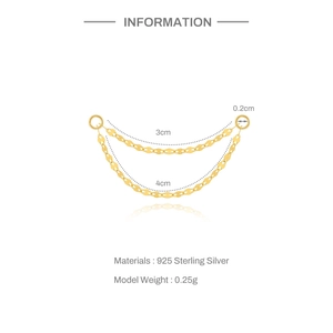 Detailed size specifications for 925 sterling silver double layer chain jewelry accessory