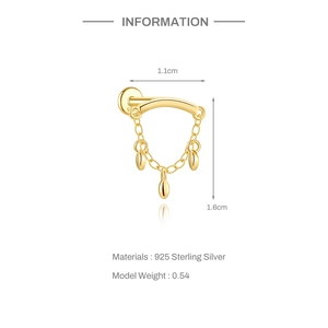 Detail der 925er Sterlingsilber Gold-Ohrringe mit Kette und 0,54g Gewichtsangabe