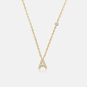 925 Sterling Silver Initial Letter Necklace For Women Dainty Gold Silver Plated Zirconia Alphabet Pendant Necklaces Personalized Jewelry Gift