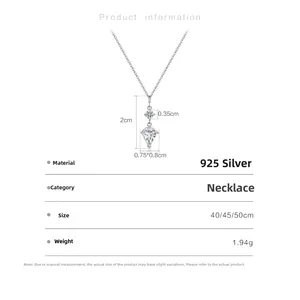Details des s925 Silber-Tropfenanhängers mit Edelsteingrößen und Kettenlängenangaben