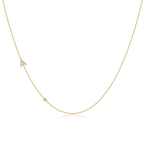 Minimalist S925 silver golden necklace with zircon-studded letter A pendant and round gem