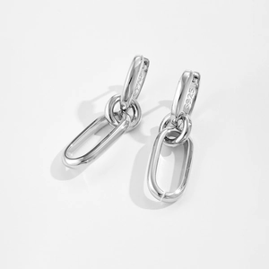Minimalistische S925 Sterlingsilber Kettenglied Huggie Ohrringe mit poliertem Finish