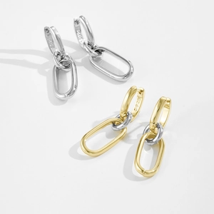 Minimalistische S925 Sterlingsilber Ineinandergreifende Kreolen in Gold und Silber