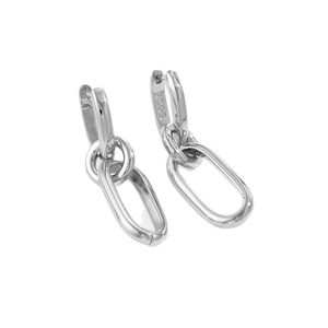 Minimalistische S925 Sterling Silber Creolen mit poliertem Kettenglied-Design für Damen