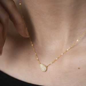 Elegant gold S925 sterling silver pear shaped pendant necklace with micro-pave crystals