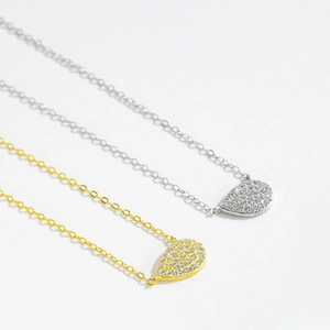 Elegant S925 sterling silver pear-shaped pendant necklaces in gold and silver plating