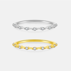 Minimalist 925 Sterling Silver Ring For Women Gold Platinum Plated Zirconia Stackable Eternity Band Classic Jewelry Gift