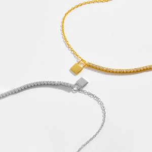 S925 sterling zilveren slot hanger ketting halsketting in goud en zilver finish