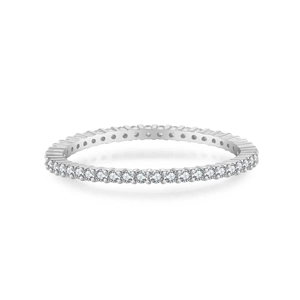 Classic S925 sterling silver eternity ring featuring a full circle of sparkling zircons