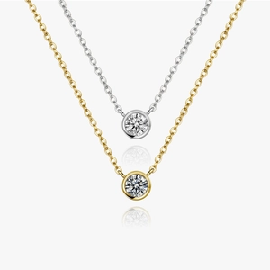 Minimalist 925 Sterling Silver Round Bezel Set Zirconia Pendant Necklace For Women Elegant Gold Silver Plated Jewelry Gift