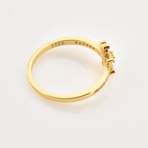 Anillo de margaritas en plata de ley S925 bañada en oro con circonitas transparentes