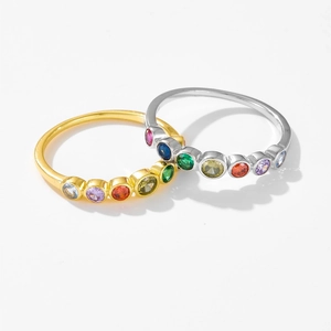Anillos de circonita arcoíris en oro y plata para mujer, joyas elegantes y apilables