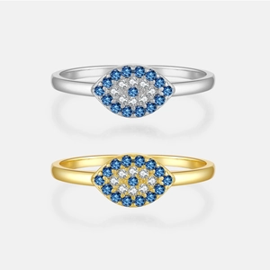 Anello in Argento Sterling 925 Malocchio Zirconia Intarsiato Oro Argento Anello Impilabile per Donna Gioielli di Moda Regalo