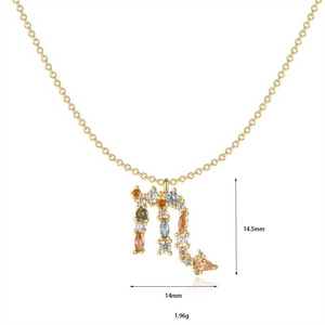 Vue détaillée du pendentif Scorpion en argent S925 avec zircons colorés et mesures
