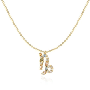 Détail du pendentif Capricorne en argent S925 orné de pierres de zircone colorées