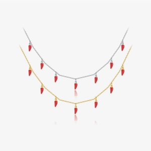 925 Sterlingsilber Roter Chili Anhänger Halskette Für Damen Mode Emaille Pfeffer Charms Trendy Täglicher Schmuck Geschenk