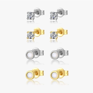 925 Sterling Zilveren Oorknopjes Voor Vrouwen Minimalistisch Peervorm Paarse Opaal Rond Zirkonia Verguld Sieraden