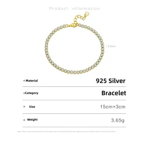 Produktdetails zum 925er Sterlingsilber Tennisarmband mit 2,5 mm Zirkonia Steinen
