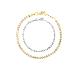 Funkelndes S925 Sterling Silber Tennisarmband Set in Gold und Silber mit Zirkoniasteinen