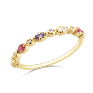 925 Sterling Silver 18K Gold Plated Multi-color Cubic Zirconia Marquise Round Irregular Minimalist Ring For Women Jewelry Gift