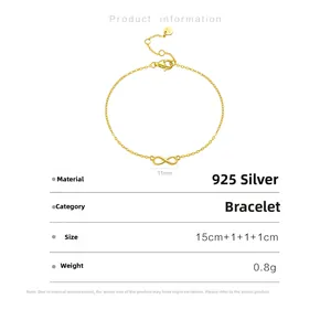 Detail of 925 sterling silver infinity bracelet showing 11mm width and S925 hallmark