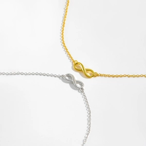 Minimalist S925 sterling silver infinity symbol adjustable chain bracelet in gold and silver
