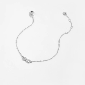 Minimalist S925 sterling silver infinity symbol bracelet with adjustable link chain