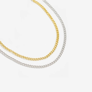 Chaînes à maillons cubains minimalistes en argent sterling S925, or et argent