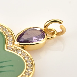Collar corazón ojo del diablo plata S925 con piedra púrpura y esmalte verde