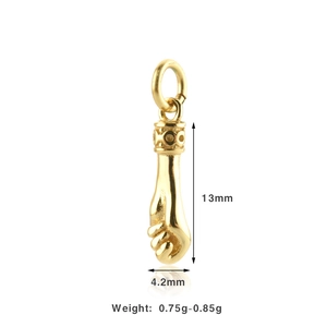 Polished 925 sterling silver figa hand charm with 13mm height and 4.2mm width