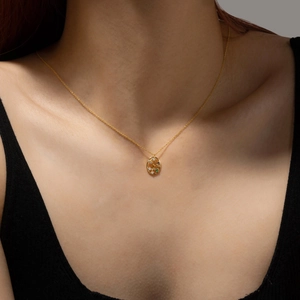 S925 sterling silver zodiac necklace with colorful cubic zirconia on golden long chain