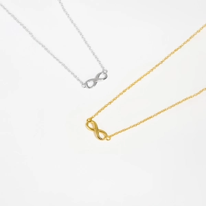 Elegant S925 sterling silver infinity pendant necklace in gold and silver finishes