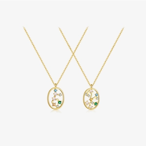 925 Sterling Silver Zodiac Necklace 18K Gold Plated Colorful Zirconia Hollow Star Map Pendant Necklace For Women Jewelry Gift