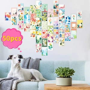 50 cartoline botaniche con foglie a forma di cuore sulla parete per decorazioni
