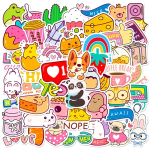 Kawaii Cartoon Animal Food Life Waterproof Vinyl Stickers For Laptop Luggage Water Bottle Scrapbooking Graffiti Decals