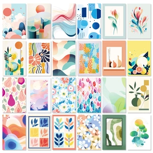 Set di 24 cartoline d'arte botanica e astratta per decorazioni murali minimaliste