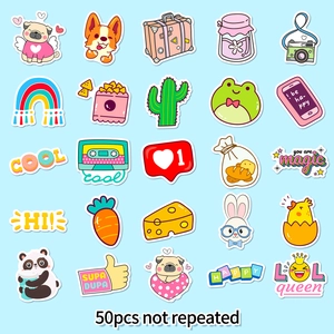 Set of 50 waterproof colorful cartoon stickers for laptops and luggage decoration