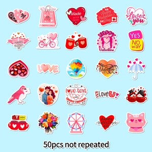 50 autocollants uniques de la Saint-Valentin avec motifs de cœur romantiques