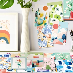 Set di carte decorative da parete con motivi botanici e fiori astratti moderni