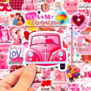 Autocollant voiture rose cœur pour Saint-Valentin avec détail de taille 5,2cm