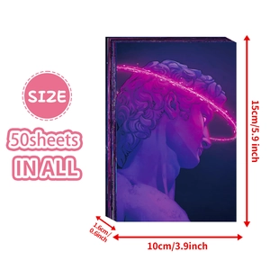 50 piece purple aesthetic dream wall collage kit with vaporwave David statue art prints