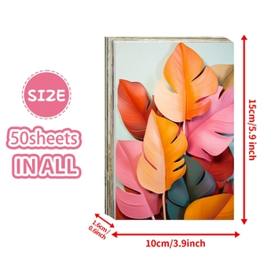 Set of 50 Nordic style decorative wall cards with colorful monstera leaf patterns 15x10cm